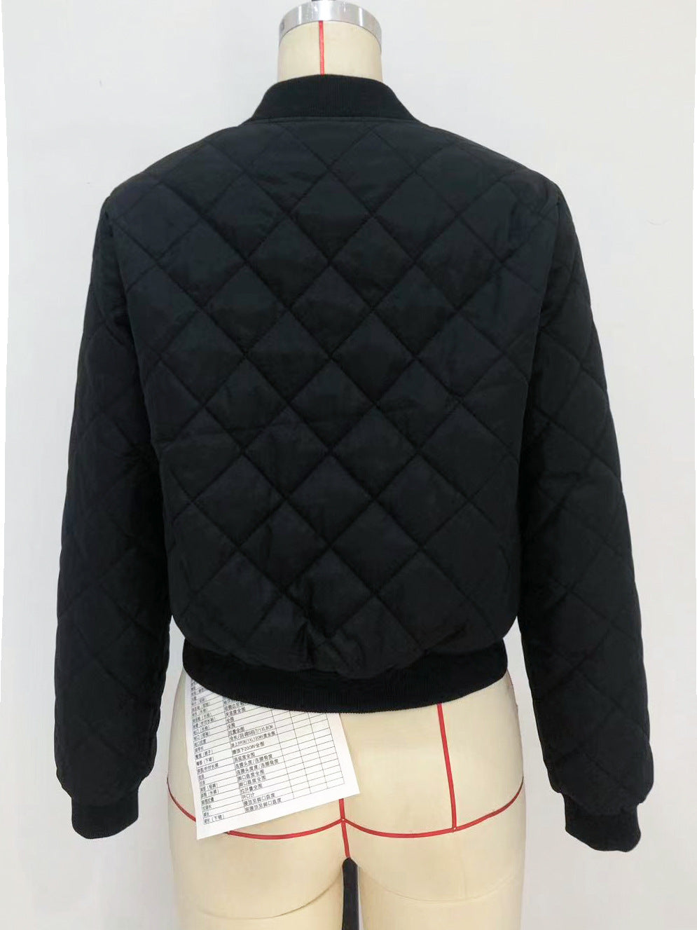 Slim fit baseball-style cotton-padded jacket with a stand collar, featuring a plaid pattern, suitable for autumn in European and American fashion.