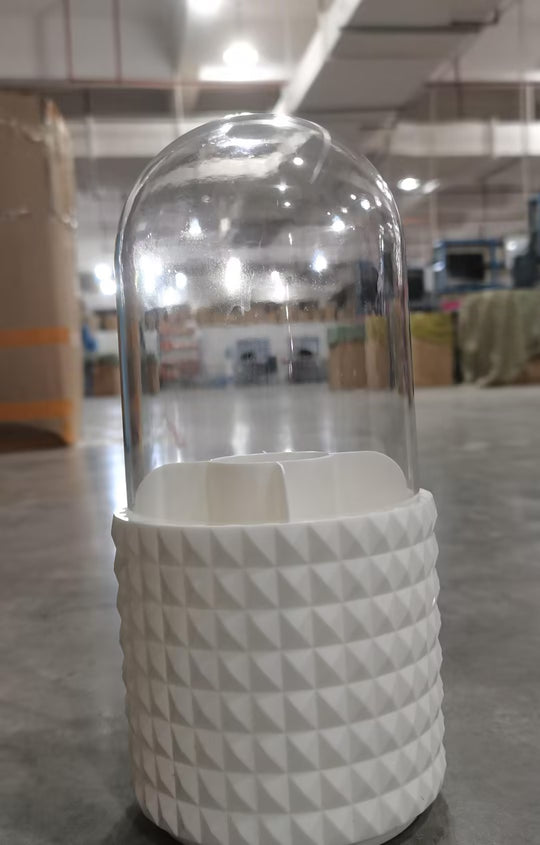 360 Rotating Large Capacity Transparent Makeup Brush Storage Pen Holder Acrylic Dust With Lid Desktop Cosmetic Storage Box.