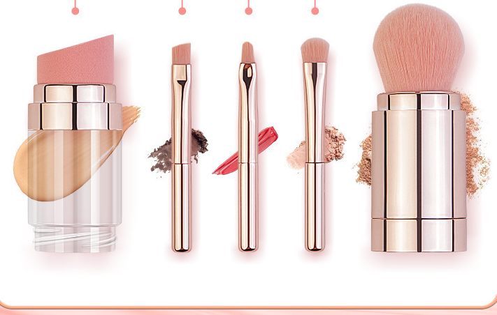 5-in-1 Makeup Brushes Multifunctional Portable Foundation Eyeshadow Puff Powder Maquillaje Cosmetic With Brush Cleaning Bowl.