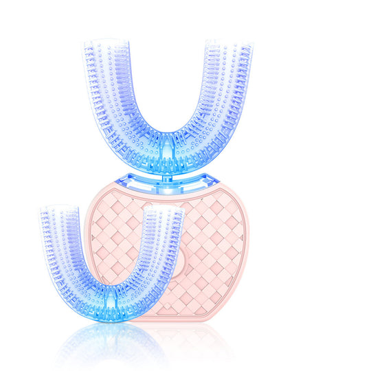 360 Degrees Intelligent Automatic Electric Toothbrush Waterproof U Type Tooth Brush Whitening Blue Light USB Charging.