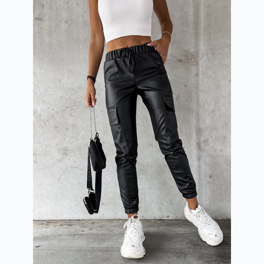 Street Style Leather Pants with a Tight Waist Fit for Women