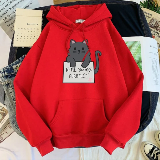 Hoodie for girls with cat design.
