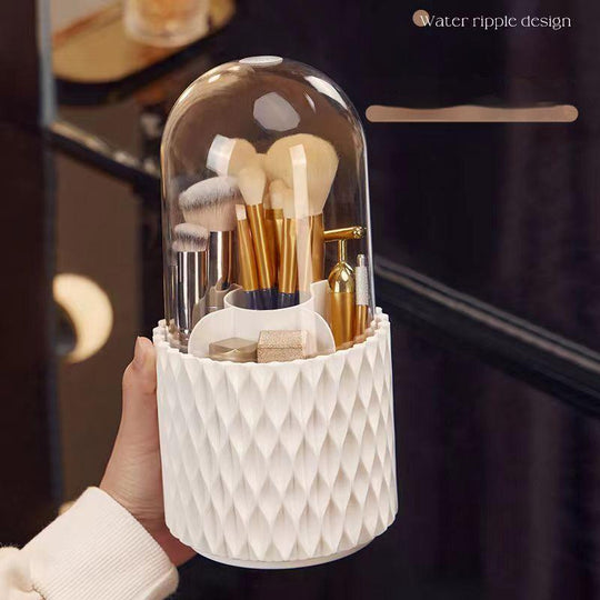 360 Rotating Large Capacity Transparent Makeup Brush Storage Pen Holder Acrylic Dust With Lid Desktop Cosmetic Storage Box.