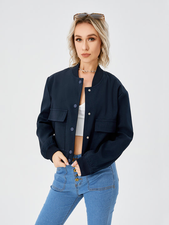 Women's Lightweight Cropped Bomber Jacket Casual