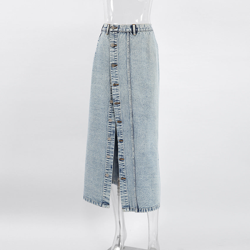 Women's Denim Skirt with a Retro Design