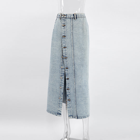 Women's Denim Skirt with a Retro Design