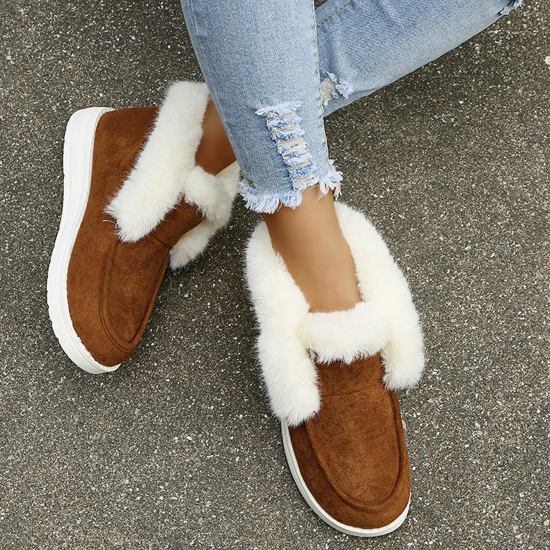 Women's Warm Ankle Snow Boots with Plush Fur for Winter.