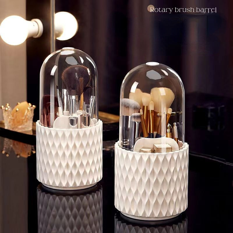360 Rotating Large Capacity Transparent Makeup Brush Storage Pen Holder Acrylic Dust With Lid Desktop Cosmetic Storage Box.