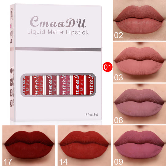 6 Boxes Of Matte Non-stick Cup Waterproof Lipstick Long Lasting Lip Gloss.
