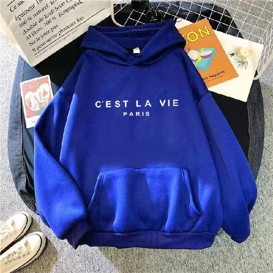 "C'est La Vie" Printed Hoodie.