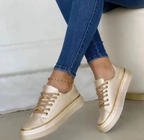 Women's Chain Flats Loafers with Thick Bottom for Walking and Sports.