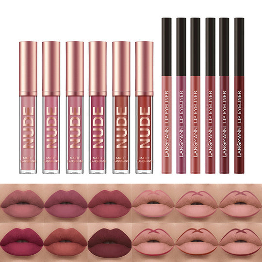 Lip Liner And Lipstick Makeup 12 Pcs Set 6 Matte Lipstick 6 Lip Liner Pens Waterproof Long Lasting Matte Lipstick Beauty Cosmetics Makeup Gift For Girls Lipstick Set.