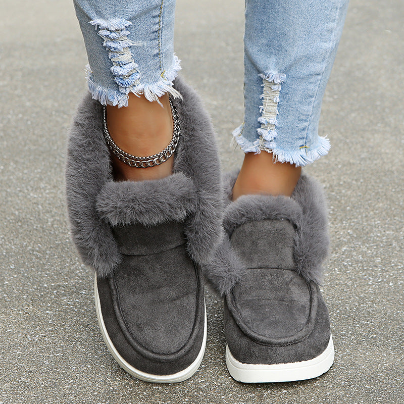 Women's Warm Ankle Snow Boots with Plush Fur for Winter.