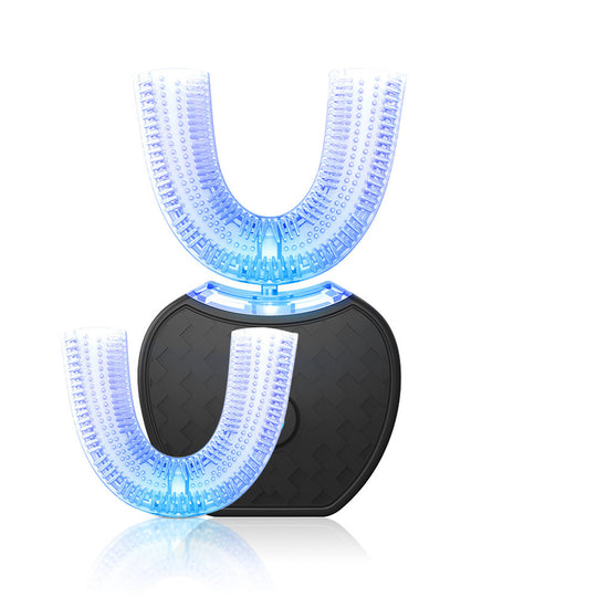 360 Degrees Intelligent Automatic Electric Toothbrush Waterproof U Type Tooth Brush Whitening Blue Light USB Charging.
