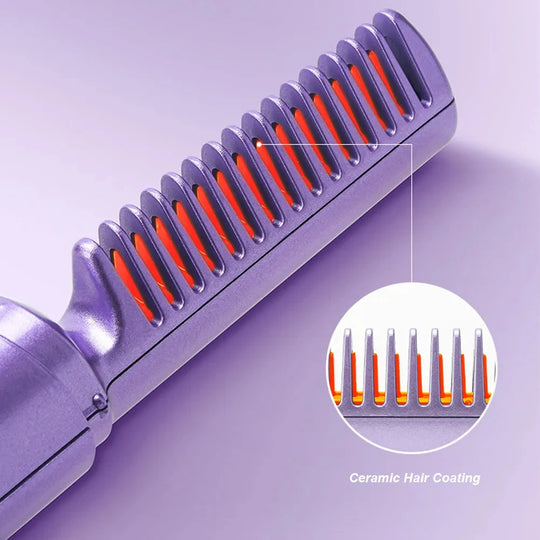 Professional Wireless Hair Straightener Curler Comb Fast Heating Negative Ion Straightening Curling Brush Hair Styling Tools.