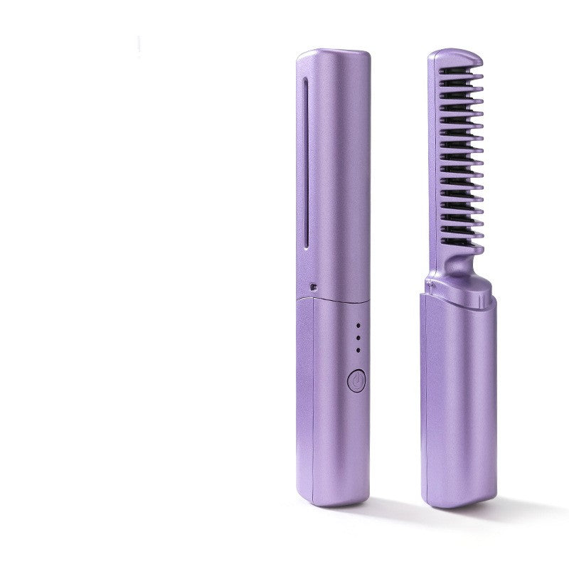 Professional Wireless Hair Straightener Curler Comb Fast Heating Negative Ion Straightening Curling Brush Hair Styling Tools.